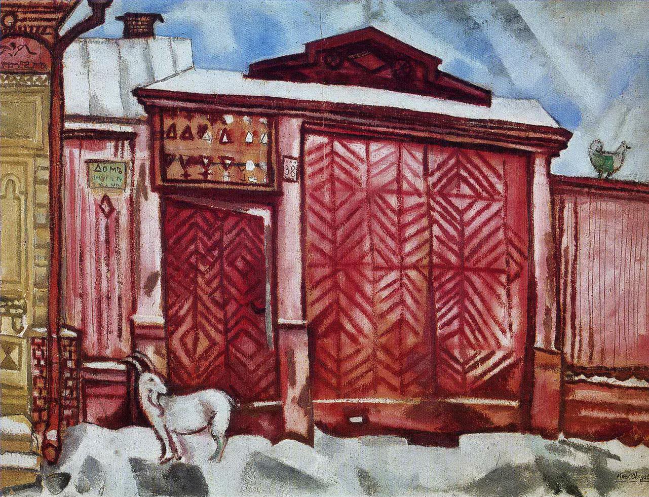赤い玄関口の現代マルク・シャガール油絵